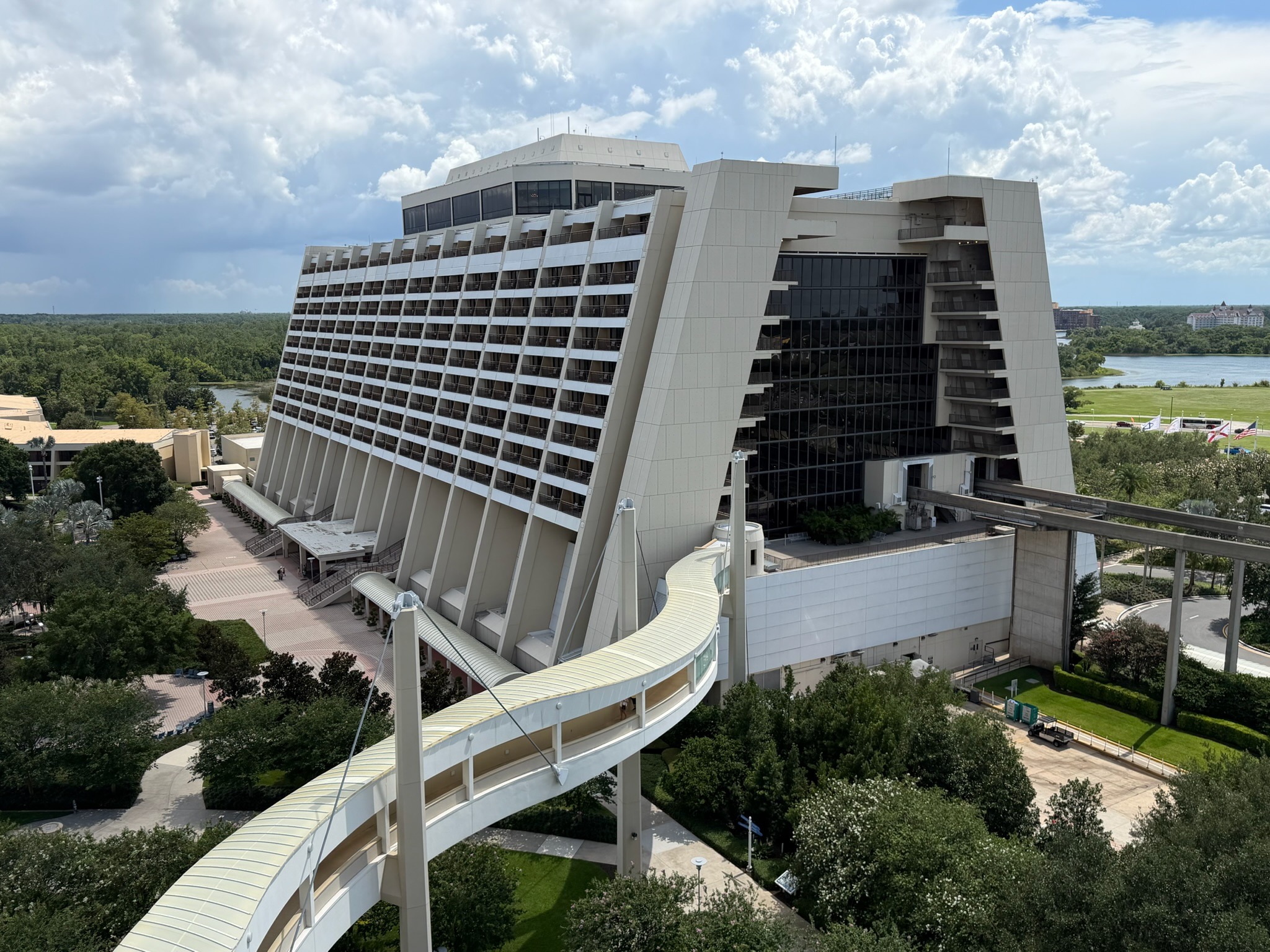 Disney's Contemporary Resort with the monorail track in the foreground